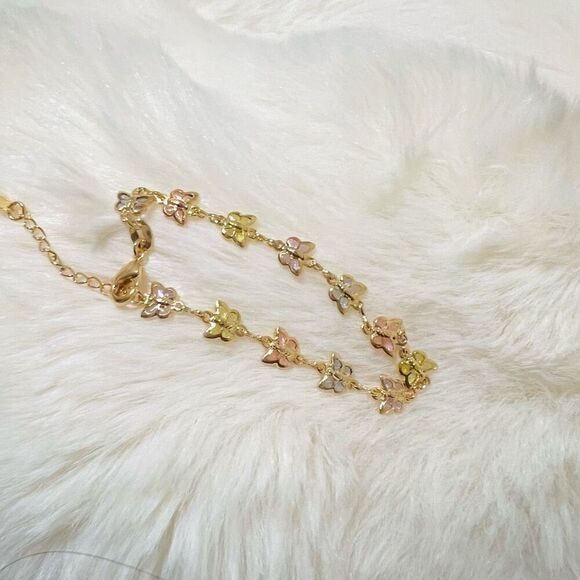 18K Gold Filled “Beverly” Multi Color Pastel stone Butterfly Bracelet dainty - Picture 1 of 4